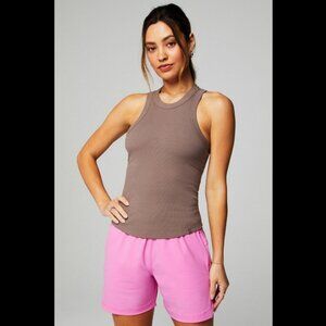 Fabletics High Neck Rib Built-In Bra Tank Desert Shadows Size Extra Large